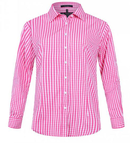 PILBARA WOMEN'S CHECK L/S PINK WHITE CHECK SHIRT