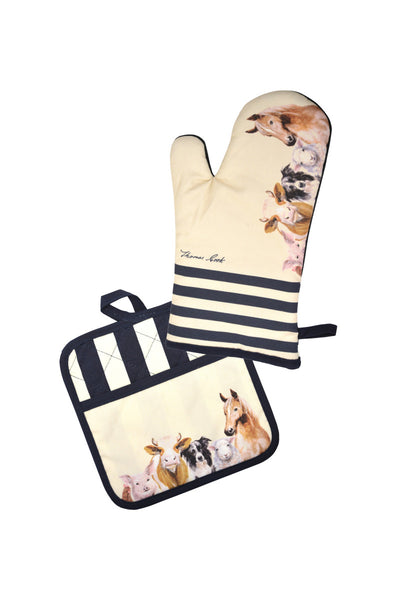 FARM FRIENDS OVEN MITT AND POT HOLDER SET