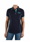 Bullzye Women's Piped Polo Navy Aqua