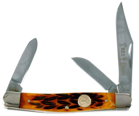 Roper 3 Blade Stockman 4' Wood Handle Carbon Steel Blades