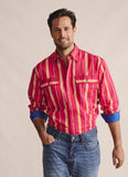 S Kidman Armstrong Full Placket Work Shirt Pink/Orange Stripe