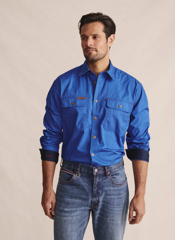 s kidman full placket work shirt blue