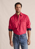 S Kidman Armstrong Full Placket Work Shirt Red