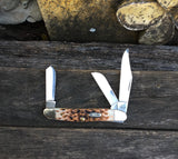 CA128 case 3 blade amber handle knife