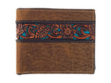 Genuine Leather Tooled Leather Internal Zip Compartment