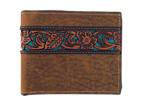 Genuine Leather Tooled Leather Internal Zip Compartment