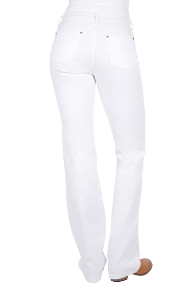 PURE WESTERN WOMENS WHITE RIDING BOOT CUT JEAN