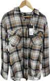 pilbara mens open front long sleeve flannelette shirt orange grey