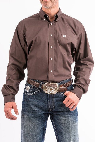 CINCH Men's Solid Brown Button Down Western Shirt