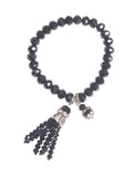 Steel Sapphire Black Bead Tassle Bracelet