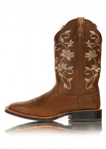 Twisted X WOMEN'S FLORAL RUFF STOCK OILED BOMBER BOOT